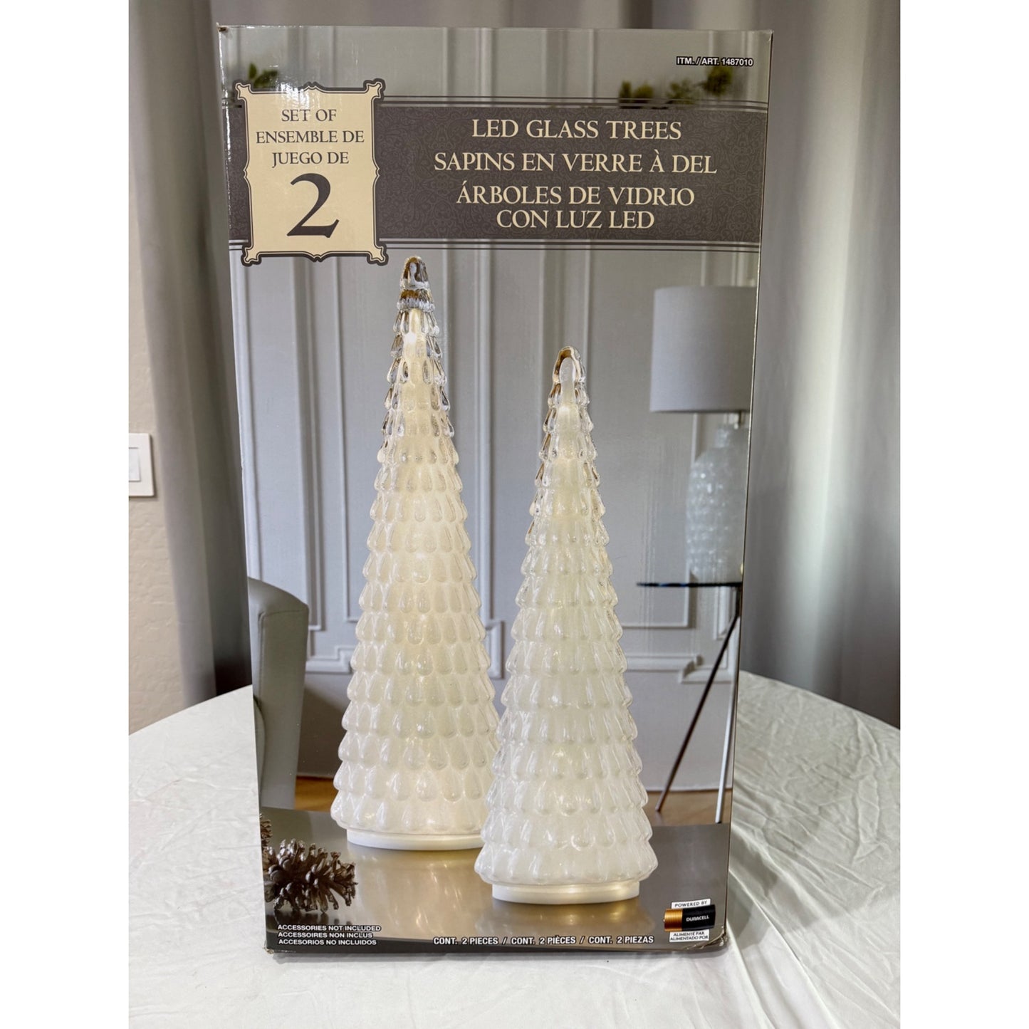 LED Glass Holiday Trees, Set of 2
