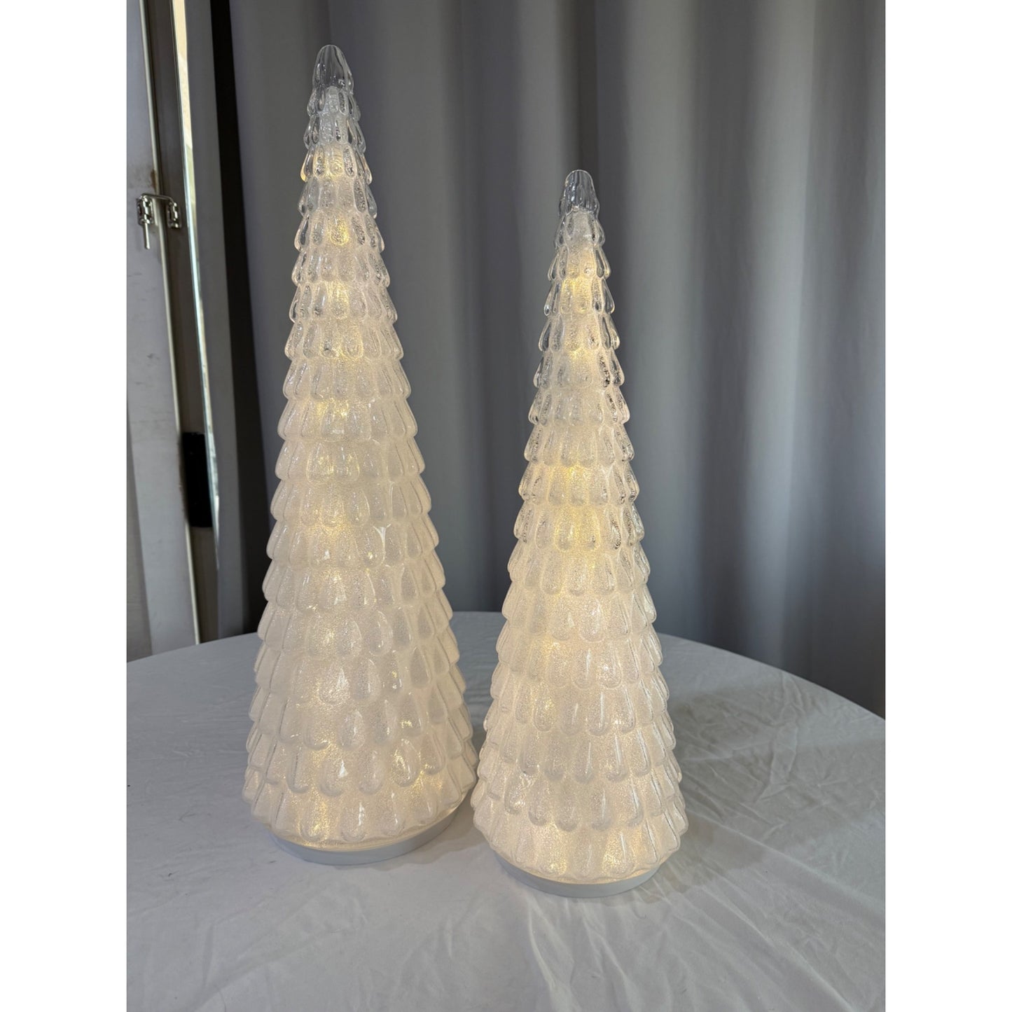 LED Glass Holiday Trees, Set of 2