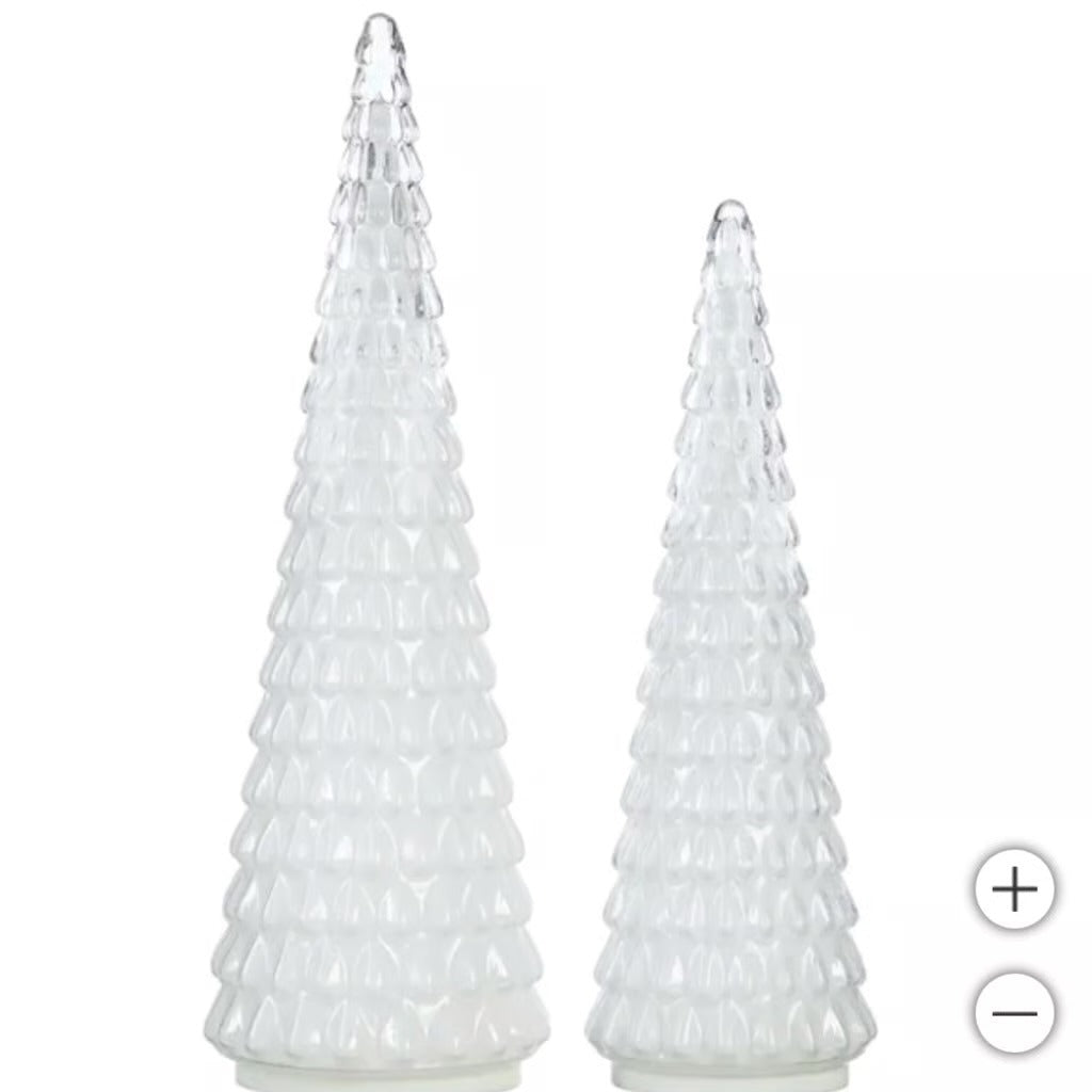 LED Glass Holiday Trees, Set of 2