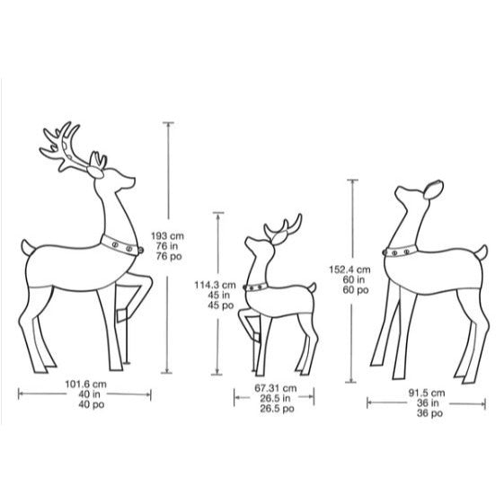 Deer Family Lighted Outdoor Decoration Set With 729 LED Lights - 3 Pieces