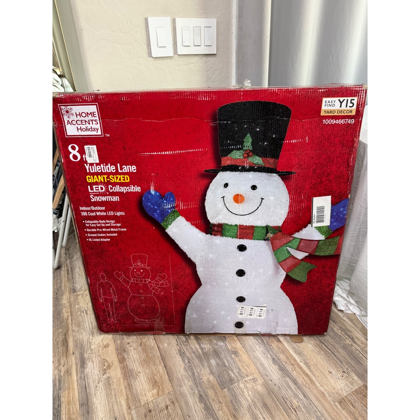 8 ft. Yuletide Lane LED Collapsible Snowman Holiday Yard Decoration