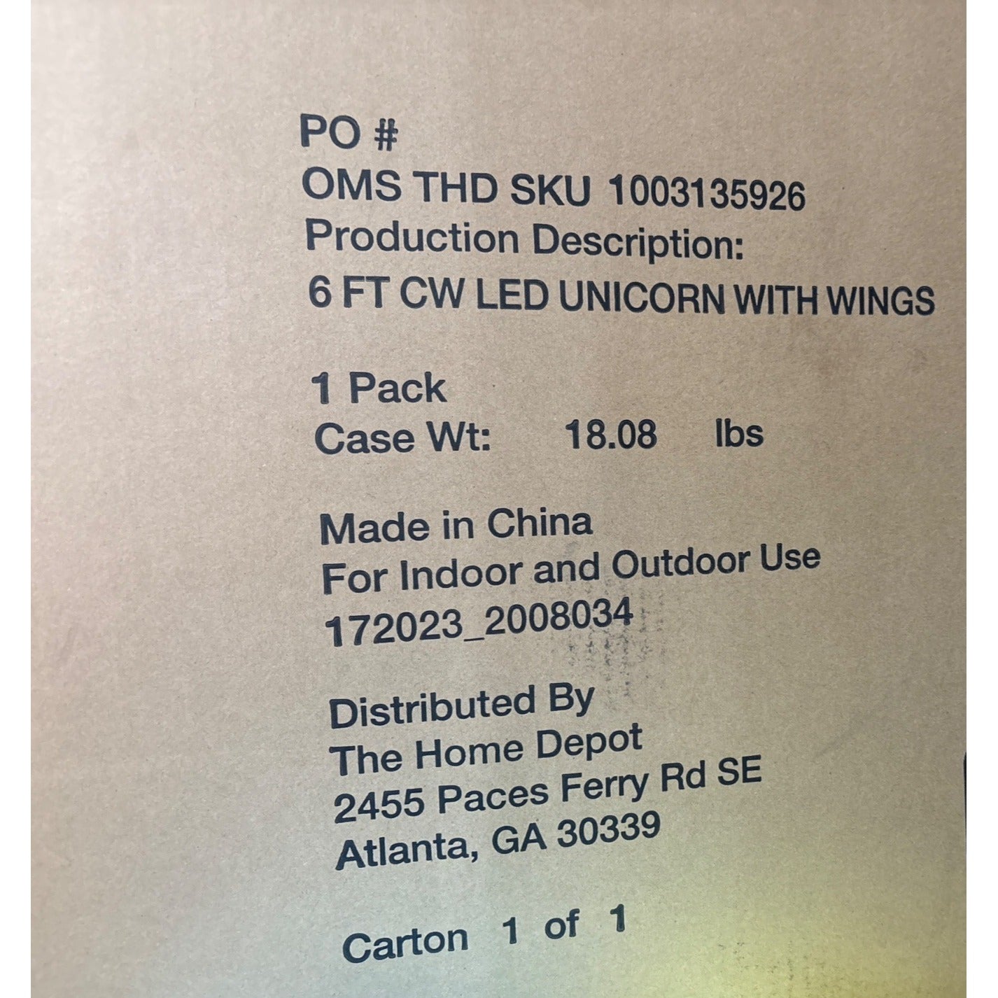 Home Accents Holiday 6 Ft. 160 Cool White LED Unicorn with Wings Holiday Yard Decoration