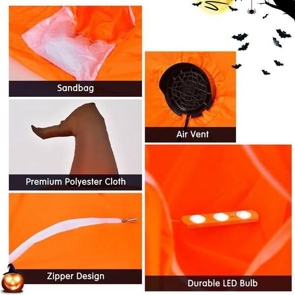 Gymax 4 ft. Inflatable Pumpkin. Blow Up Halloween Decoration with Built-in LED-Light