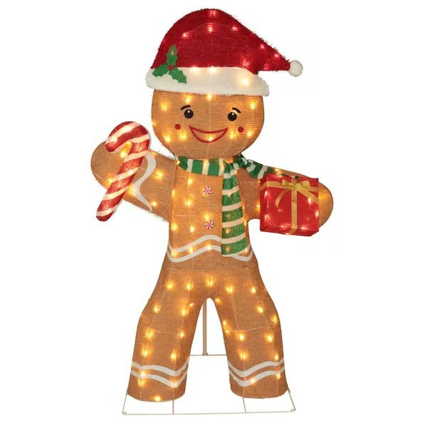 VEIKOUS 5 ft. Gingerbread Man Outdoor Christmas Holiday Yard Decoration Warm White LED