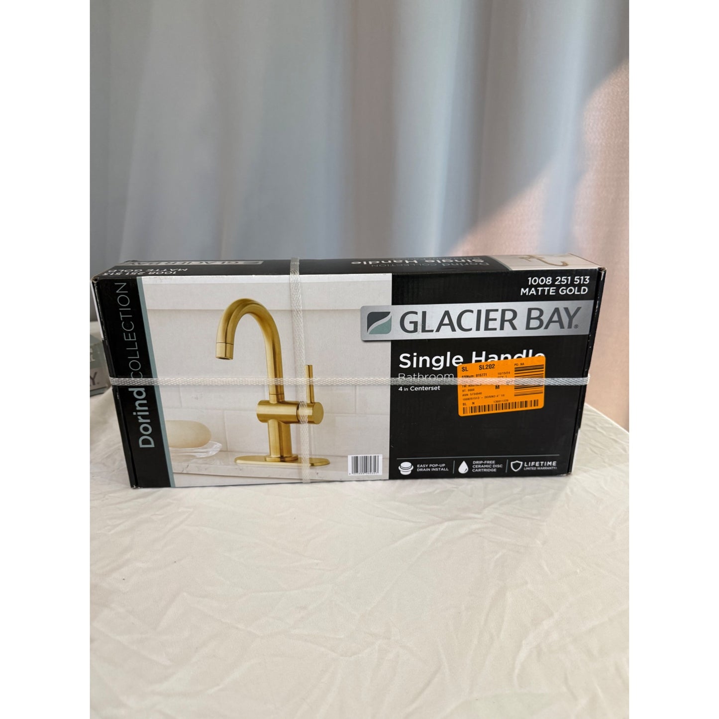 Glacier Bay Dorind Single Hole Single-Handle Deck Mount High-Arc Bathroom Faucet in Matte Gold