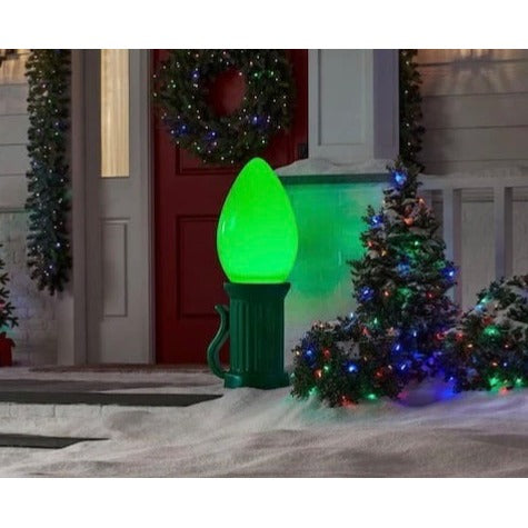 Home Accents 3 ft. Battery Operated LED Jumbo GREEN Bulb Holiday Yard Decoration