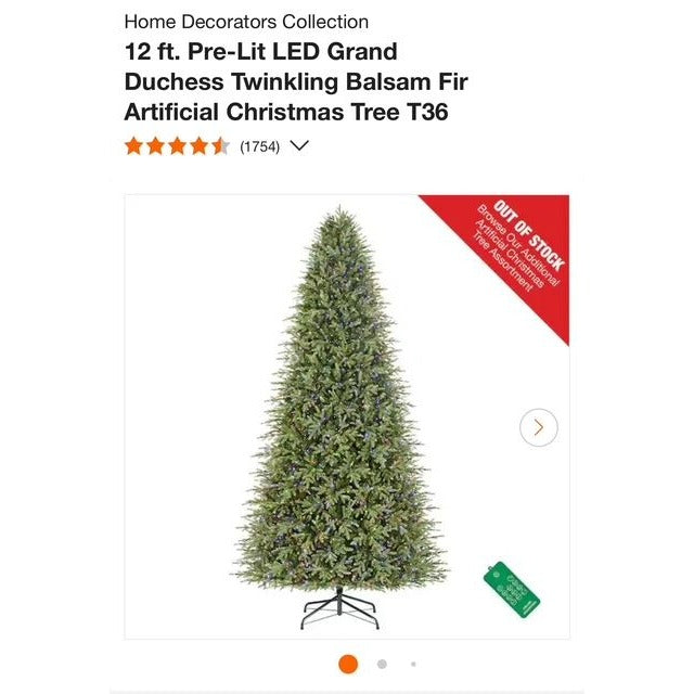 12 ft. Pre-Lit LED Grand Duchess Twinkling Balsam Fir Artificial Christmas Tree T36