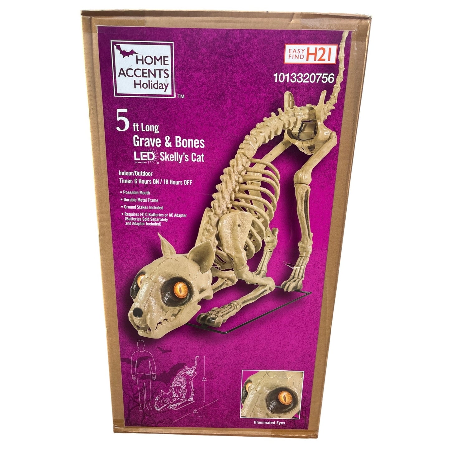 5 Ft Long Grave & Bones LED Skelly's Cat Home Depot Halloween