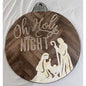 Oh Holy Night Nativity Wood Sign With Metal Accent - Decorative Wall Hanging Plaque