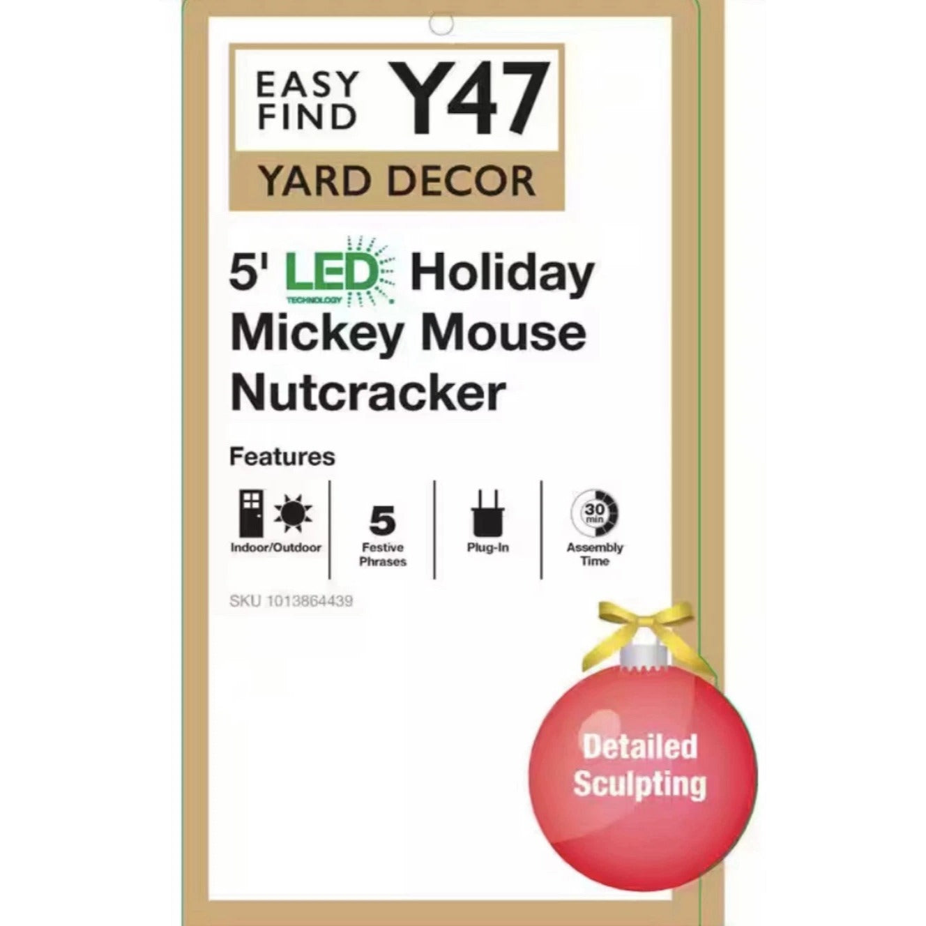 5 Ft. LED Holiday Mickey Mouse Nutcracker Holiday Yard Decoration Y47