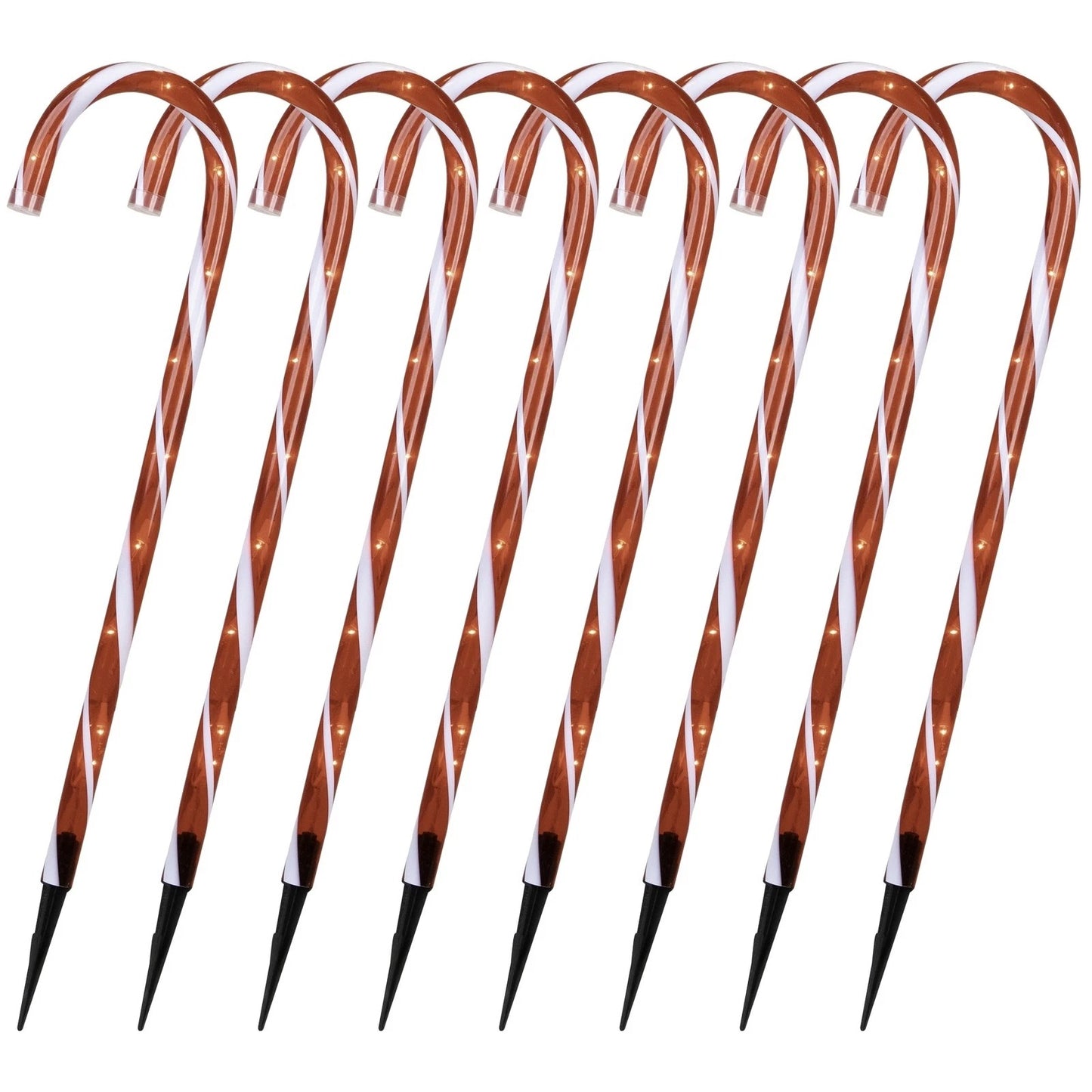 Set Of 8 Northlight Candy Cane Pathway Markers W/ 8 Light Functions 24" Tall
