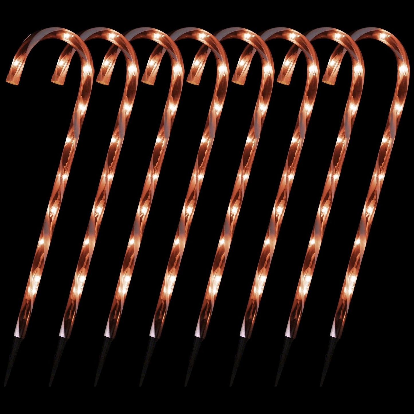Set Of 8 Northlight Candy Cane Pathway Markers W/ 8 Light Functions 24" Tall