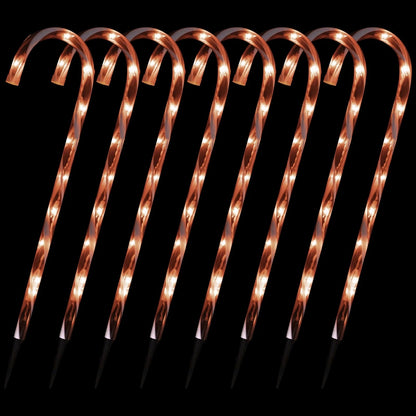Set Of 8 Northlight Candy Cane Pathway Markers W/ 8 Light Functions 24" Tall