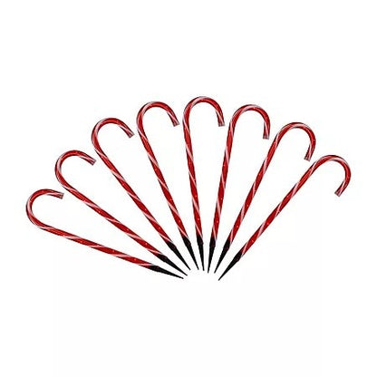 Set Of 8 Northlight Candy Cane Pathway Markers W/ 8 Light Functions 24" Tall