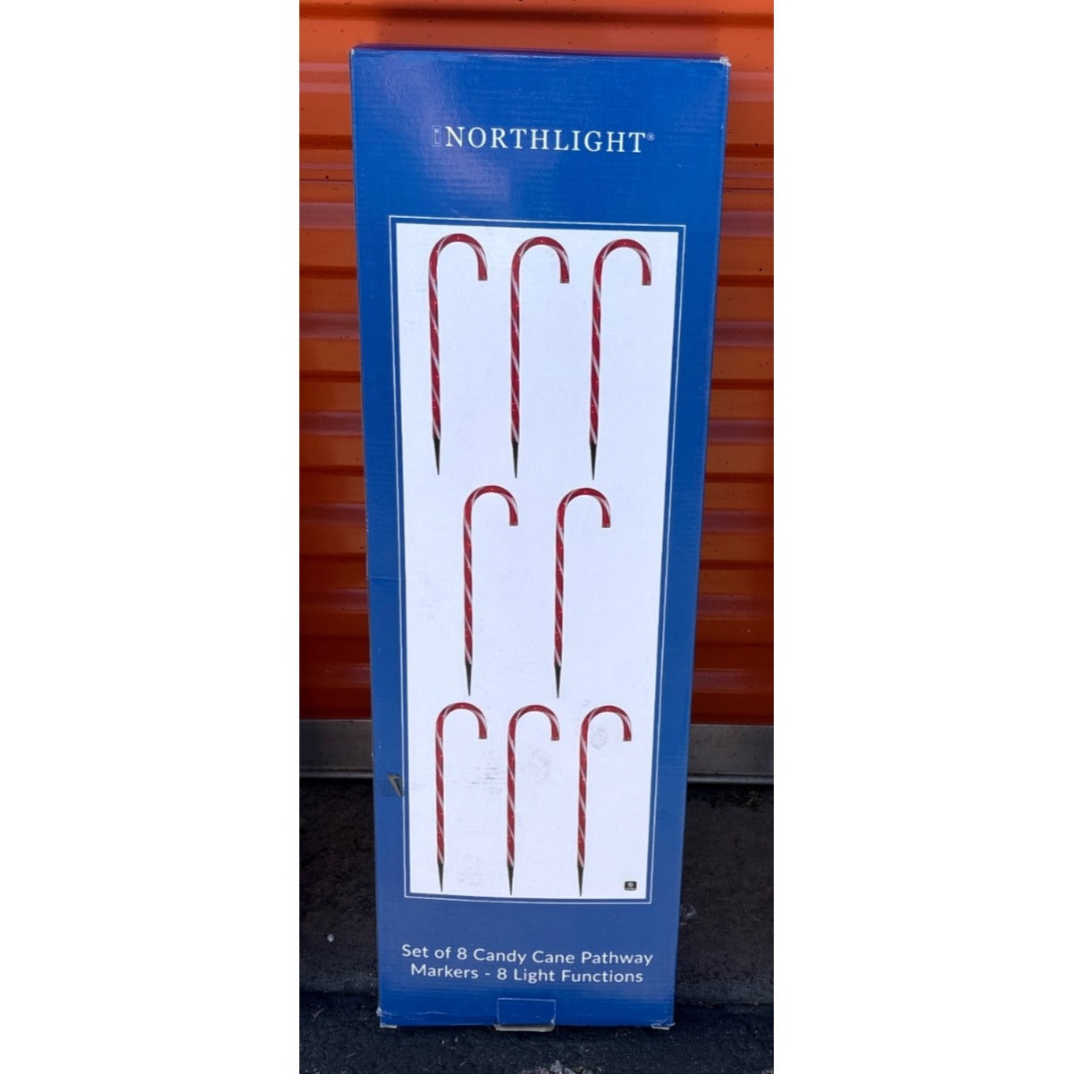 Set Of 8 Northlight Candy Cane Pathway Markers W/ 8 Light Functions 24" Tall