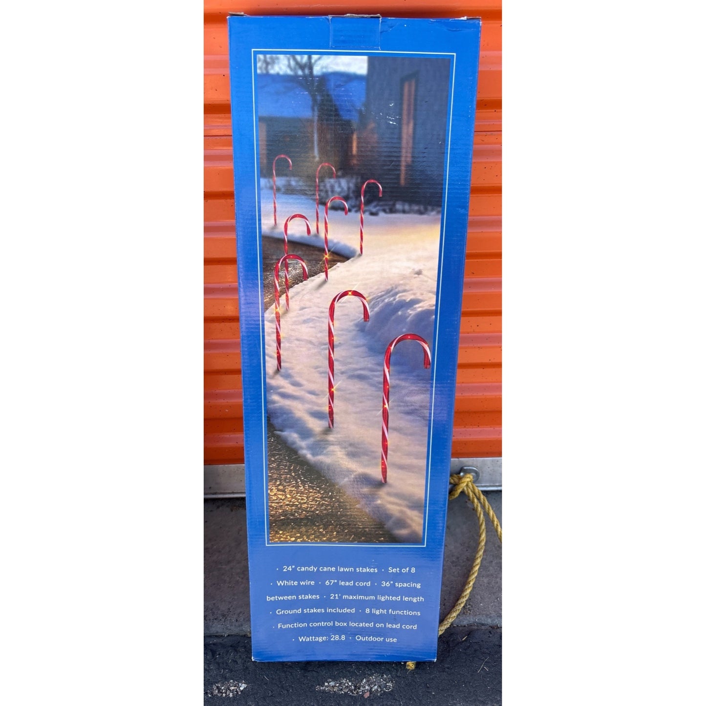 Set Of 8 Northlight Candy Cane Pathway Markers W/ 8 Light Functions 24" Tall