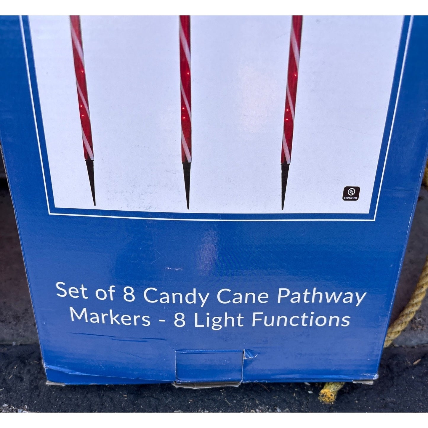 Set Of 8 Northlight Candy Cane Pathway Markers W/ 8 Light Functions 24" Tall
