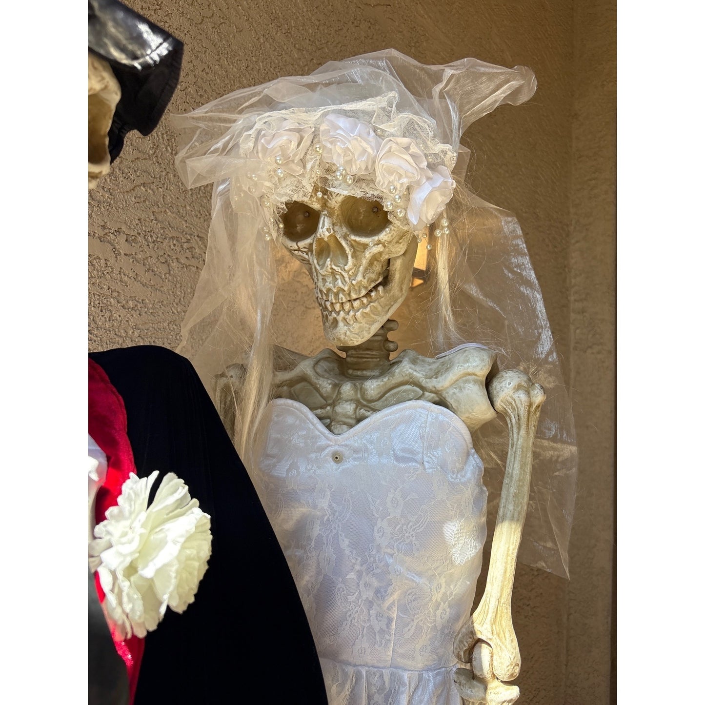 Life-Size Skeleton Bride & Groom Halloween Decor With LED Eyes