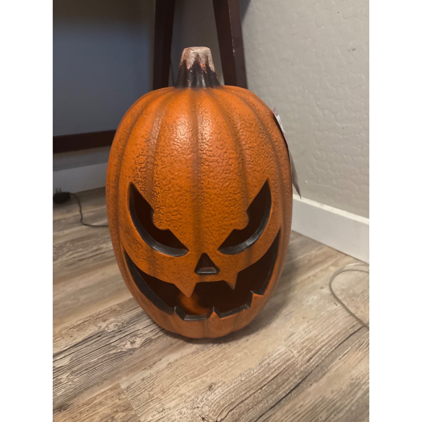 16-Inch Plug-In LED Halloween Jack-O-Lantern With Spooky Face Indoor/Outdoor Decoration