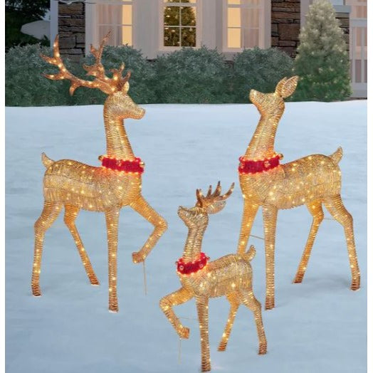 Deer Family Lighted Outdoor Decoration Set With 729 LED Lights - 3 Pieces
