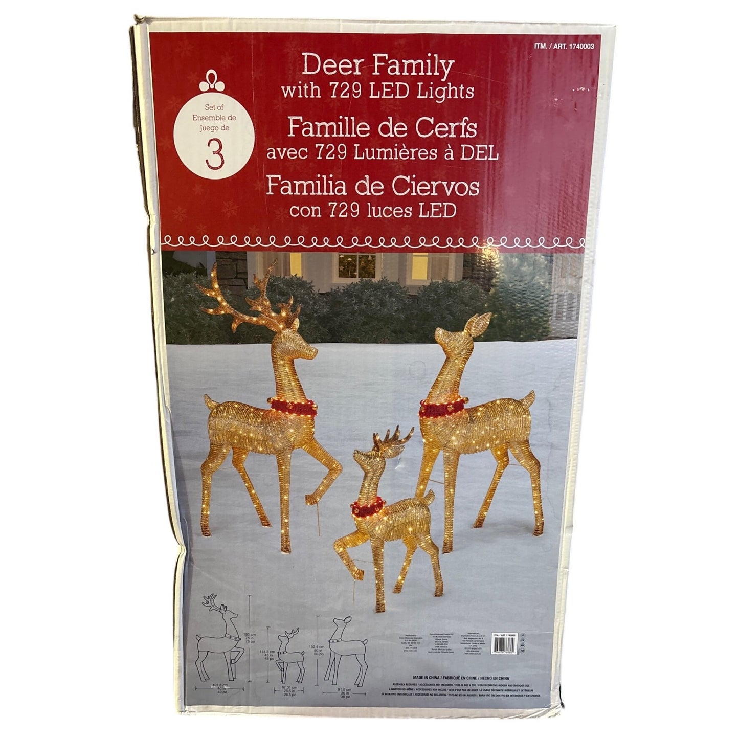 Deer Family Lighted Outdoor Decoration Set With 729 LED Lights - 3 Pieces