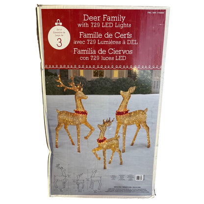 Deer Family Lighted Outdoor Decoration Set With 729 LED Lights - 3 Pieces