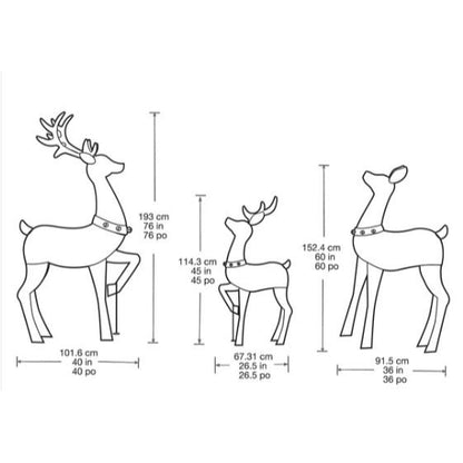 Deer Family Lighted Outdoor Decoration Set With 729 LED Lights - 3 Pieces
