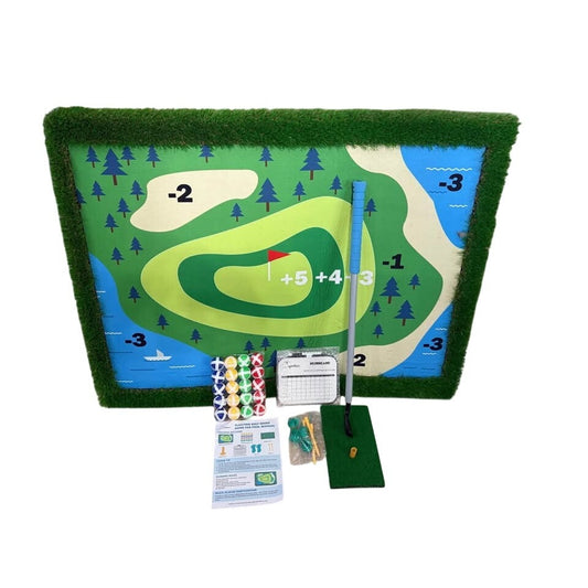 Pool Golf Game, Large 47" x 35" Floating Green w/Chipping Club, 20 Colored Balls, Scorecard, Tee!