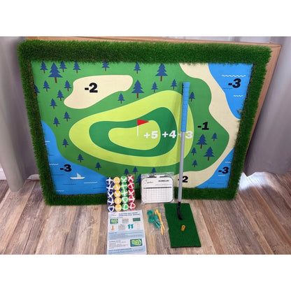 Pool Golf Game, Large 47" x 35" Floating Green w/Chipping Club, 20 Colored Balls, Scorecard, Tee!