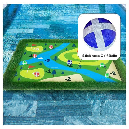 Pool Golf Game, Large 47" x 35" Floating Green w/Chipping Club, 20 Colored Balls, Scorecard, Tee!