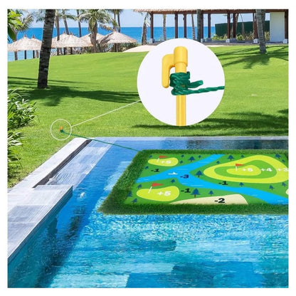 Pool Golf Game, Large 47" x 35" Floating Green w/Chipping Club, 20 Colored Balls, Scorecard, Tee!