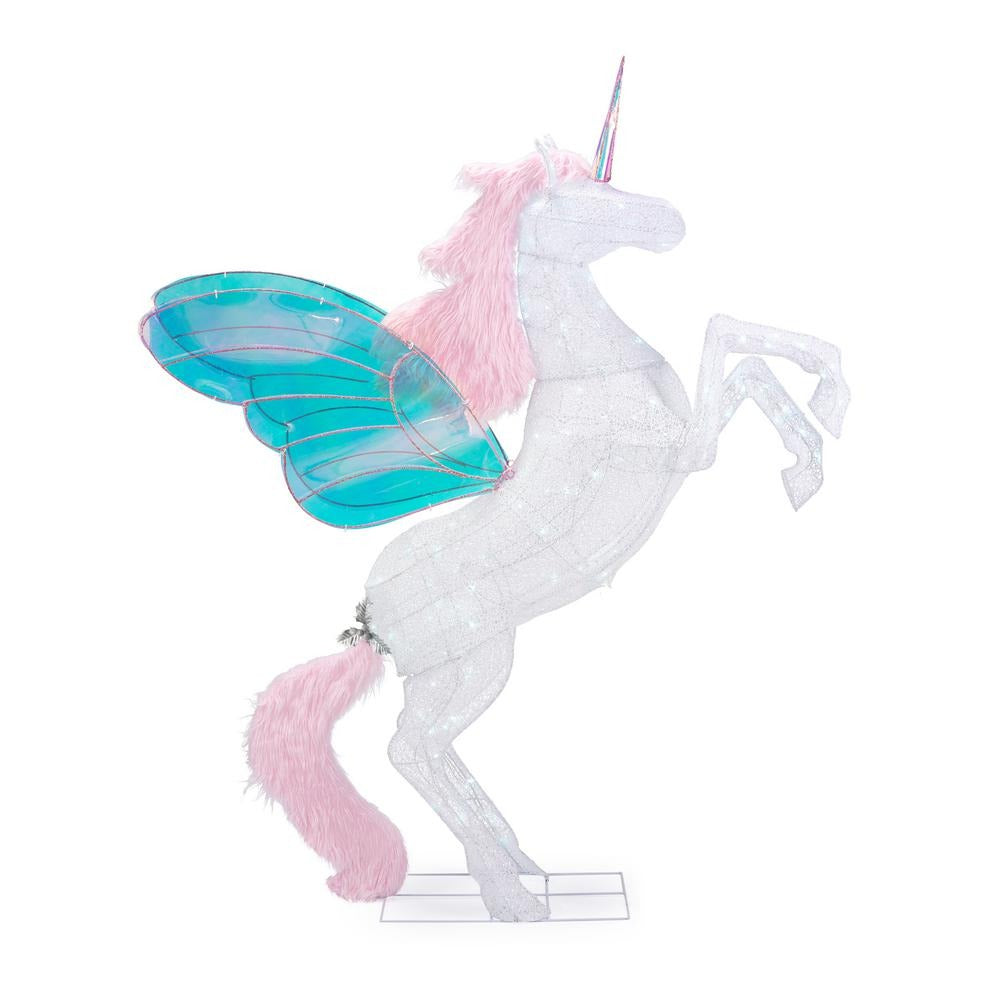 Home Accents Holiday 6 Ft. 160 Cool White LED Unicorn with Wings Holiday Yard Decoration