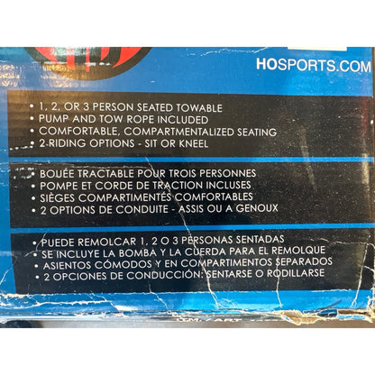 HO Sports Striker 3-Person Inflatable Towable With Pump & 50 Ft Tow Rope
