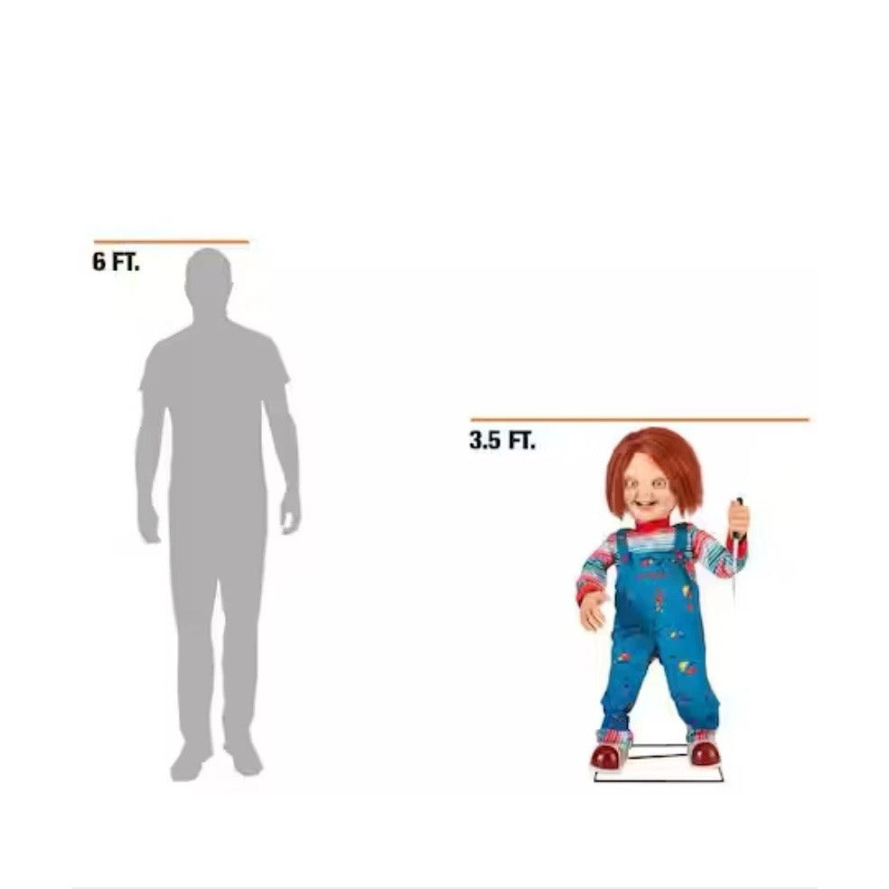 Classic 3.5 Ft Animated Chucky Doll Indoor Use Only Motion Activated Speaks 3 Phrases