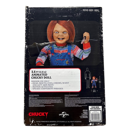 Classic 3.5 Ft Animated Chucky Doll Indoor Use Only Motion Activated Speaks 3 Phrases