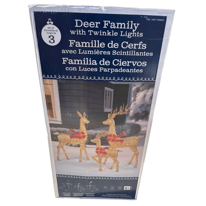 Deer Family With Twinkle Lights Outdoor LED Holiday Decoration Set