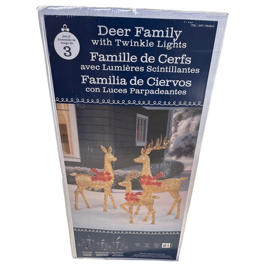Deer Family With Twinkle Lights Outdoor LED Holiday Decoration Set