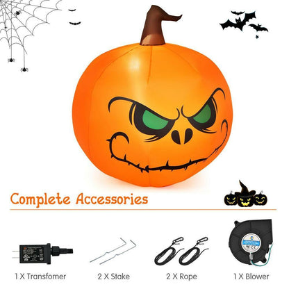 Gymax 4 ft. Inflatable Pumpkin. Blow Up Halloween Decoration with Built-in LED-Light