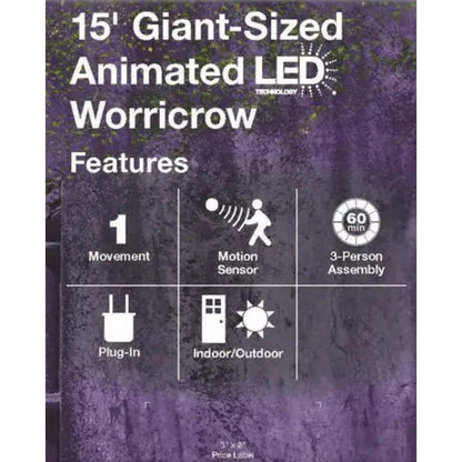 15 Ft. Gruesome Grounds Giant-Sized Animated LED Worricrow H10 Local Pickup Only