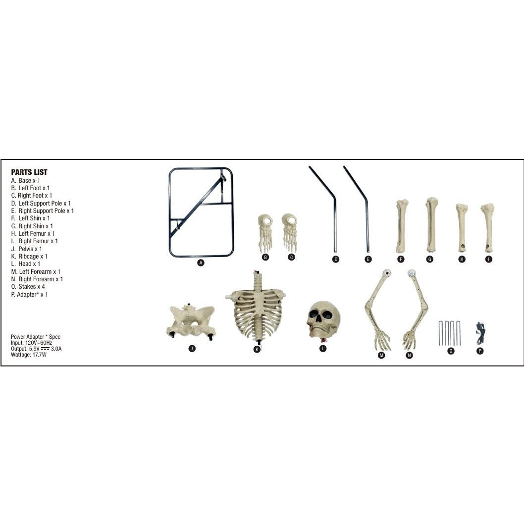 6.5ft Grave & Bones LED App Controlled Ultra Skelly 1013295819 Parts M & N Arms