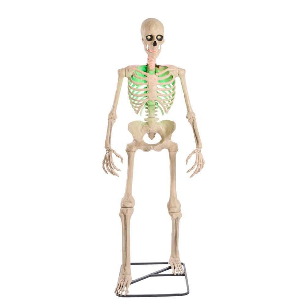 Used 6.5 Ft. Grave & Bones Animated LED App Controlled Ultra Skelly with LifeEyes LCD Eyes H23