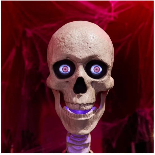 Used 6.5 Ft. Grave & Bones Animated LED App Controlled Ultra Skelly with LifeEyes LCD Eyes H23