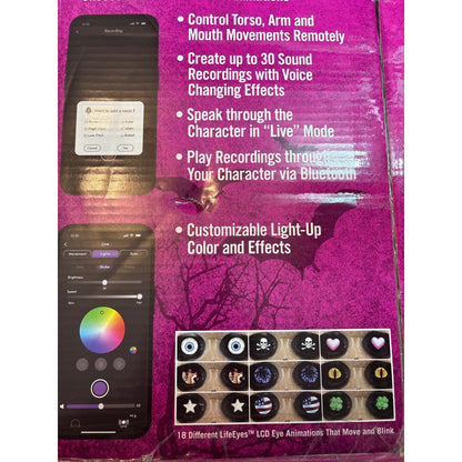 Used 6.5 Ft. Grave & Bones Animated LED App Controlled Ultra Skelly with LifeEyes LCD Eyes H23