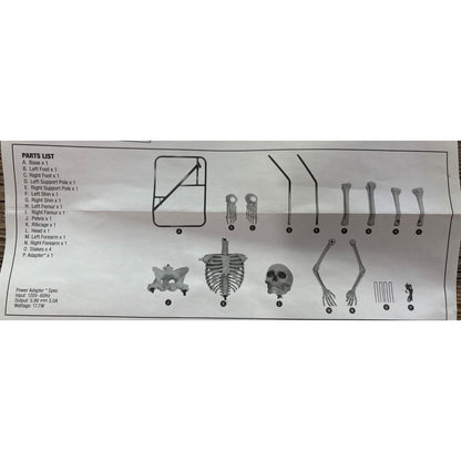 Used 6.5 Ft. Grave & Bones Animated LED App Controlled Ultra Skelly with LifeEyes LCD Eyes H23