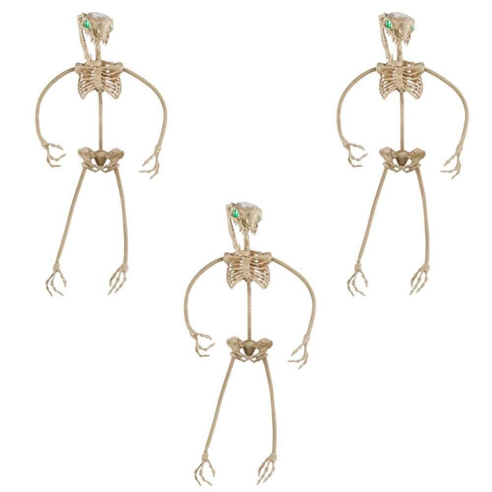Posable Skeleton Snake With Glowing Green Eyes - Halloween Decoration - 5 Ft Tall