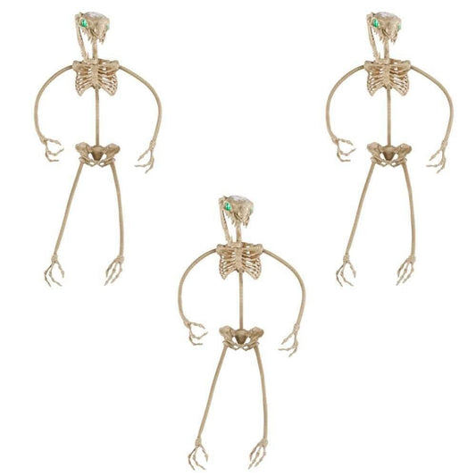 Posable Skeleton Snake With Glowing Green Eyes - Halloween Decoration - 5 Ft Tall