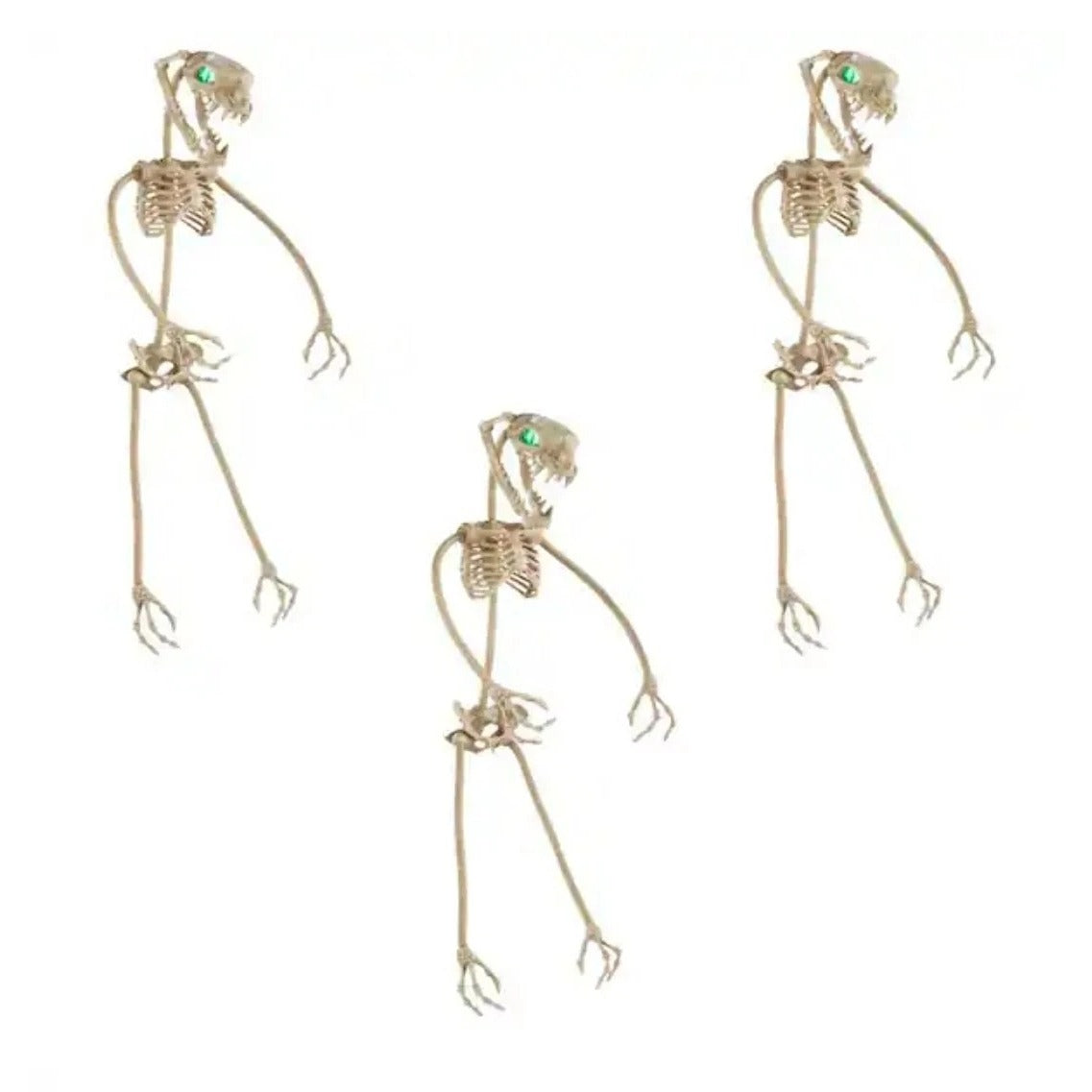 Posable Skeleton Snake With Glowing Green Eyes - Halloween Decoration - 5 Ft Tall
