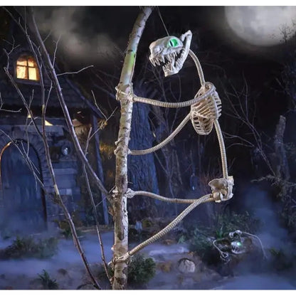 Posable Skeleton Snake With Glowing Green Eyes - Halloween Decoration - 5 Ft Tall