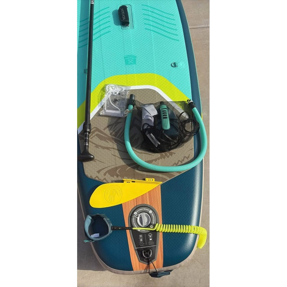 Like New- Performer 11' Inflatable Paddle Board w/ Kit- Deep Sea/Isle Green
