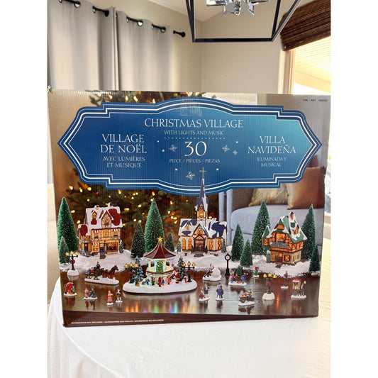 30-piece Christmas Village Set with Lights and Music